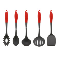 New Style Rubber Handle Nylon Kitchen Utensil Set